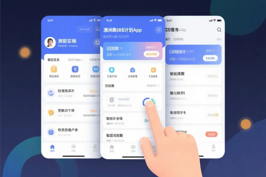 澳洲幸运8计划App主界面展示多个功能模块，用户正在设置智能提醒，界面现代简洁